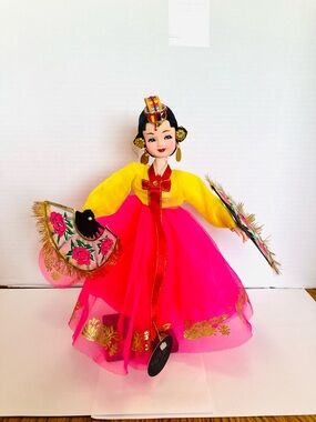 Korean Traditional Hanbok Doll Minor Wear 11in Mibora Chungsil Hongsil